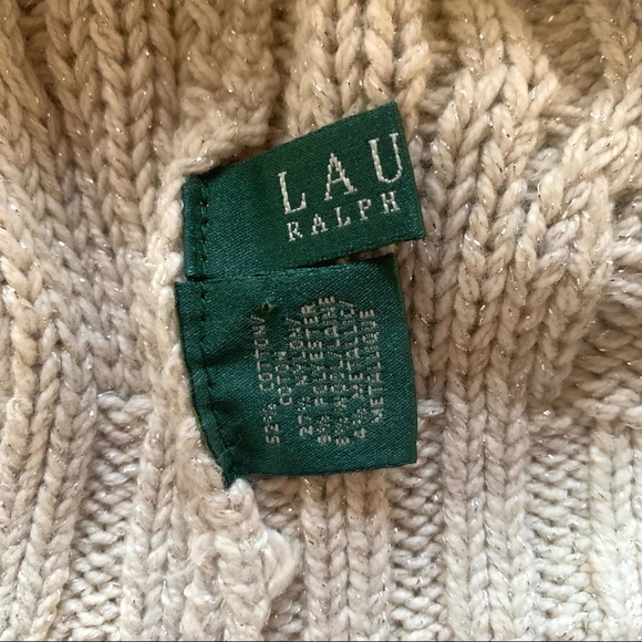 LAUREN by RALPH LAUREN Creamy oatmeal hat w/ silvery threads Slouchy knit beanie - Picture 5 of 7